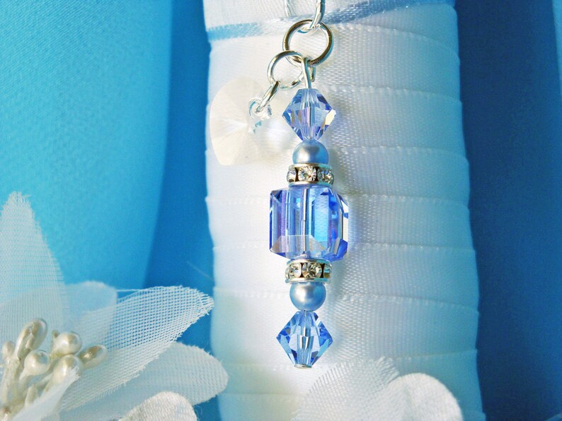 Something Blue Wedding Bouquet Charm Swarovski Crystal Bridal Etsy