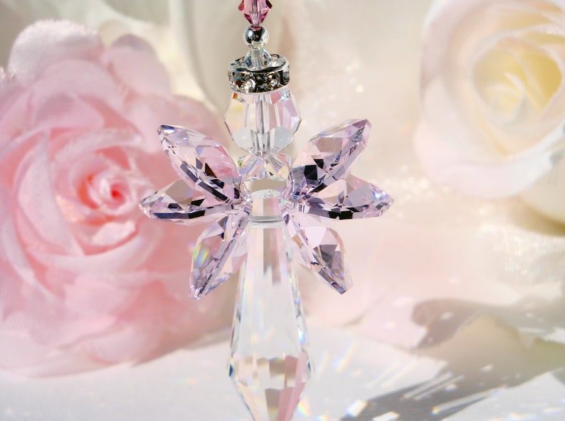 Crystal Angel Suncatcher, Pink Guardian Angel Sun Catcher, Angel Memorial Gift, Mothers Day Gift image 9