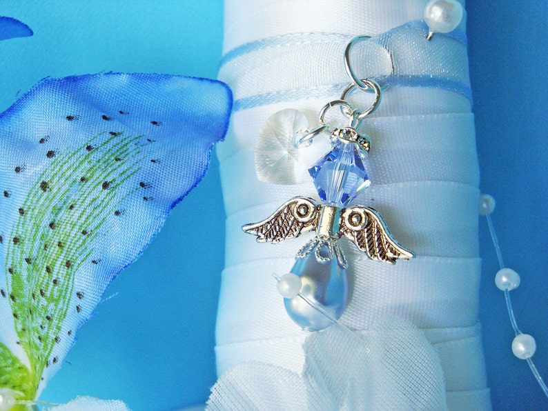 Something Blue Bouquet Charm, Swarovski Crystal Wedding Bouquet Charm, Something Blue for Bride image 2