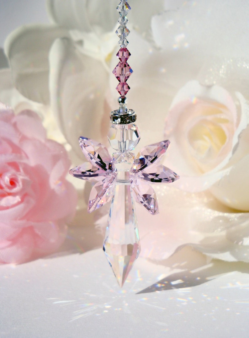 Crystal Angel Suncatcher, Pink Guardian Angel Sun Catcher, Angel Memorial Gift, Mothers Day Gift image 5