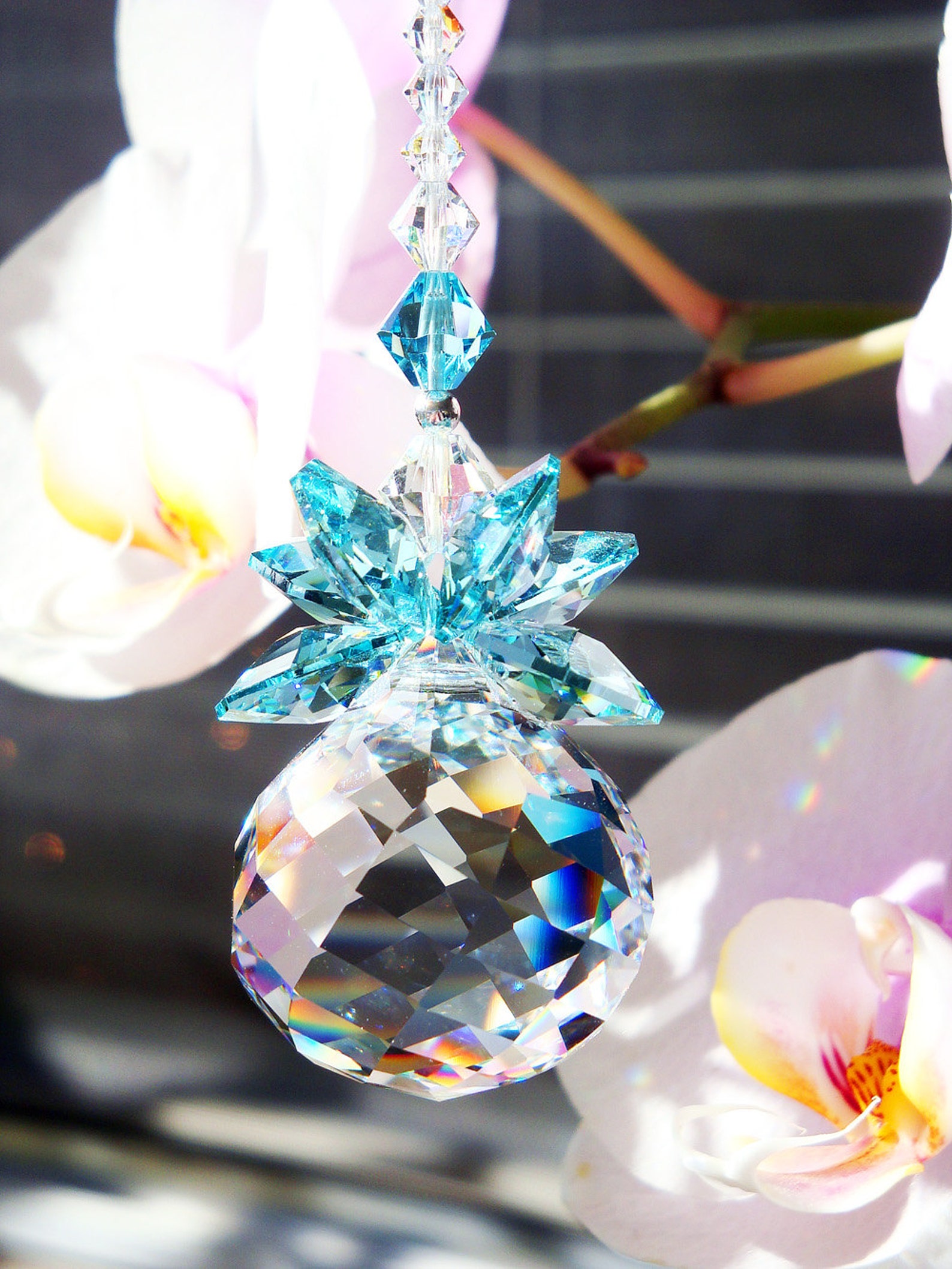 Crystal Suncatcher Swarovski Crystal Sun Catcher Hanging Etsy