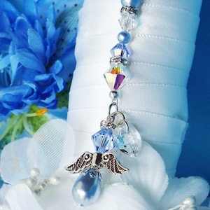 Something Blue Angel Bouquet Charm, Crystal Angel Wedding Bouquet Charm, Something Blue for Bride, In Memory of Gift, Angel for Wedding