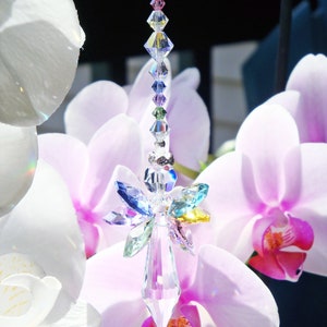 Rainbow Guardian Angel for Car, Rear View Mirror Charm, Swarovski Crystal Car Accessories, Angel Memorial Gift, Mothers Day Gift image 5