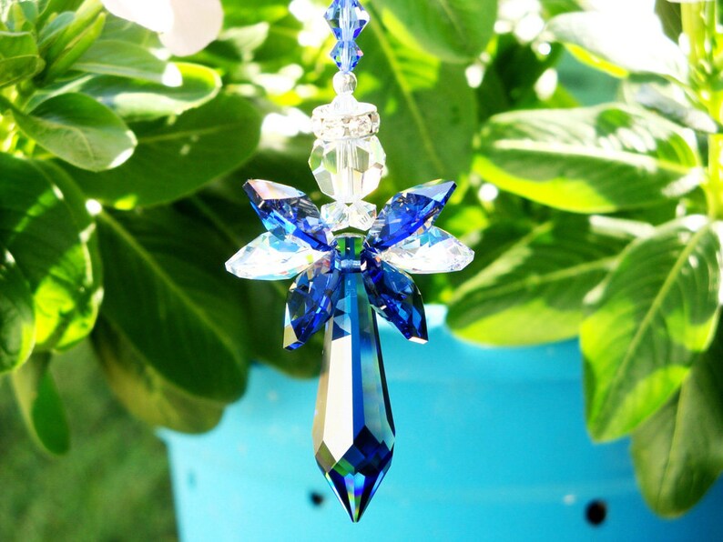 Angel Rear View Mirror Charm Blue Swarovski Crystal Etsy