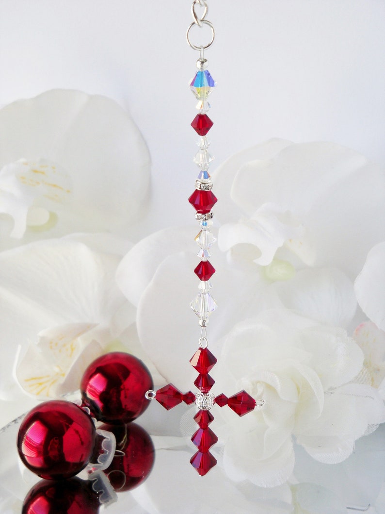 Swarovski Crystal Cross Car Charm Religious Car Accessories Etsy
