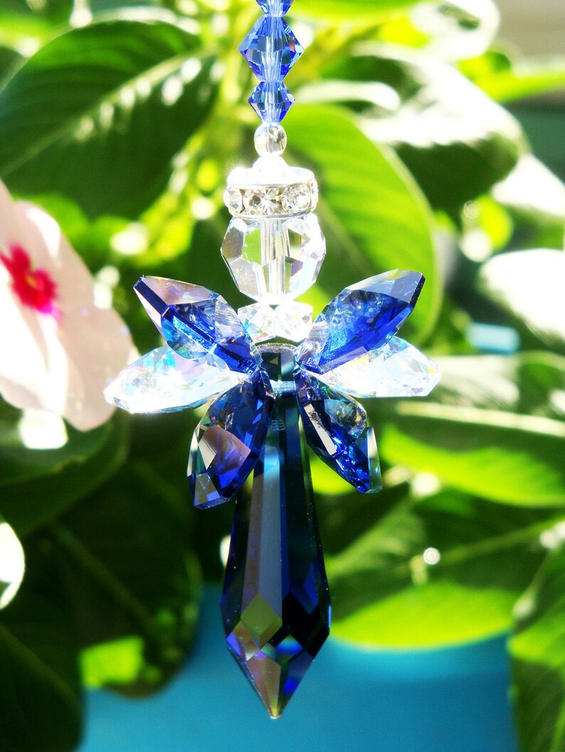 Angel Rear View Mirror Charm Blue Swarovski Crystal Etsy