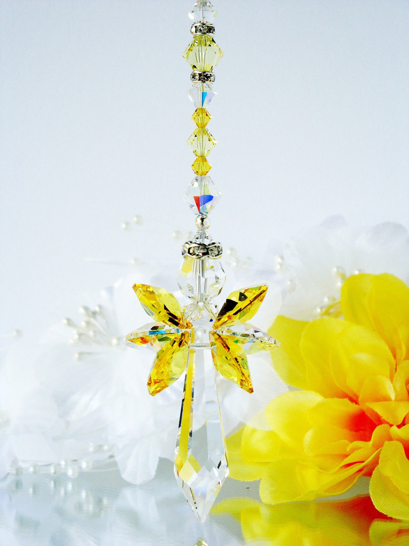 Guardian Angel Rear View Mirror Charm Yellow Swarovski Etsy