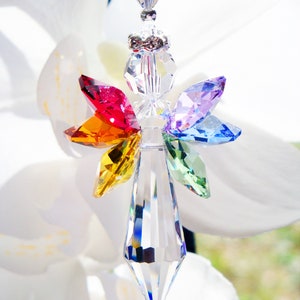 Swarovski Crystal Suncatcher, Chakra Rainbow Angel Suncatcher, Angel Memorial Gift, Mothers Day Gift image 3