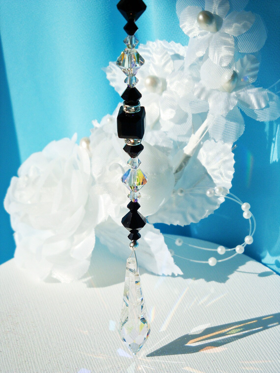 Black Crystal Suncatcher Car Charm Swarovski Crystal Car Etsy