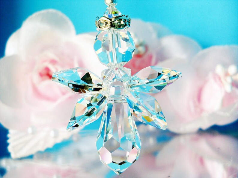 Guardian Angel Rear View Mirror Charm Swarovski Crystal Car Etsy