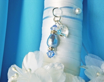 Something Blue Wedding Bouquet Charm, Crystal Bridal Bouquet Charm, Something Blue for Bride