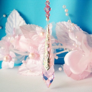 Crystal Rear View Mirror Charm, Pink Car Accessories, Swarovski Crystal Rearview Mirror Car Charm