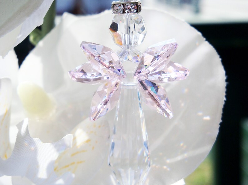 Crystal Angel Suncatcher, Pink Guardian Angel Sun Catcher, Angel Memorial Gift, Mothers Day Gift image 6