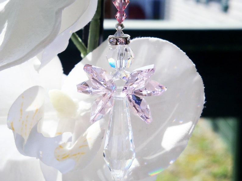 Crystal Angel Suncatcher, Pink Guardian Angel Sun Catcher, Angel Memorial Gift, Mothers Day Gift image 7