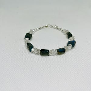 Labradorite and Herkimer Diamond Sterling Silver Bracelet