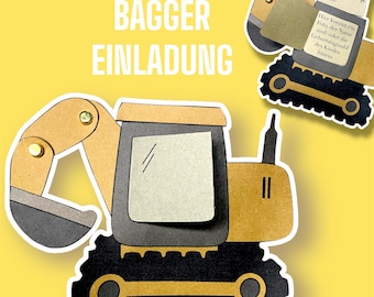 Excavator Invitation | Children's Birthday Invitation | Invitation Template