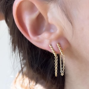 Delicate Earrings: Bar Chain Dangle Earrings | Waterproof Earrings |  Dainty Drop Studs | Earrings Stack | Aesthetic Holiday Gift For Her