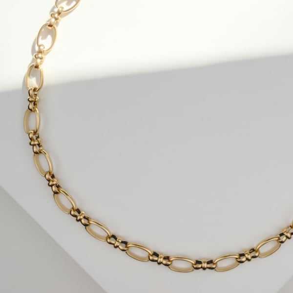 Gold Chain Necklace – Chunky Oval Link Chain | Waterproof Bracelet | Paperclip Inspired Layered Necklace | Vintage Necklace | Gift for Mom