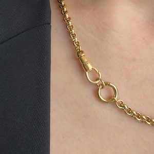 Vintage Style Charm Holder Necklace - 14k Gold Swivel Clasp Chain | Double Clasp Rolo Chain | Personalized Jewelry | Charm Keeper Gift