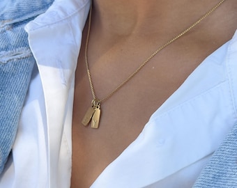 14K Gold Initial Necklace - Dainty kids Initial Necklace | Waterproof Personalized Jewelry | Two Initial Pendant | Mother's Day Gift