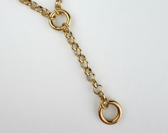 Chunky Y necklace – Long Lariat Necklace For Women | Waterproof Personalized Jewelry | 14K Gold Charm Holder Rolo Chain | Holiday Gift