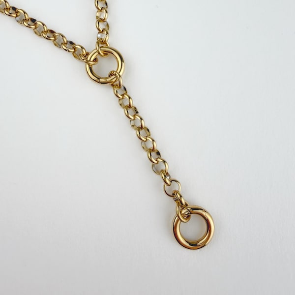 Chunky Y Halskette - lange Lariat Halskette für Frauen | Wasserdichter personalisierter Schmuck | 14K Gold Anhänger Halter Rolo Kette | Urlaub Geschenk