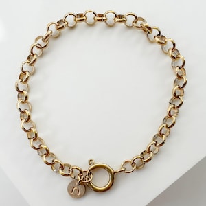 Gold Chain Bracelet – Rolo Chain | Waterproof Bracelet | Belcher Circle Chain | 14K Gold 5mm Links Stacking Bracelet | Best Holiday Gifts