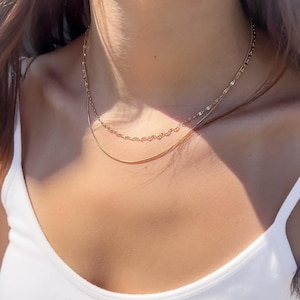 Dainty Layered Necklace Gold Set - Two Chain Necklace | Waterproof Necklace | Everyday Minimalist Double Chain in Gold | Best Holiday Gift