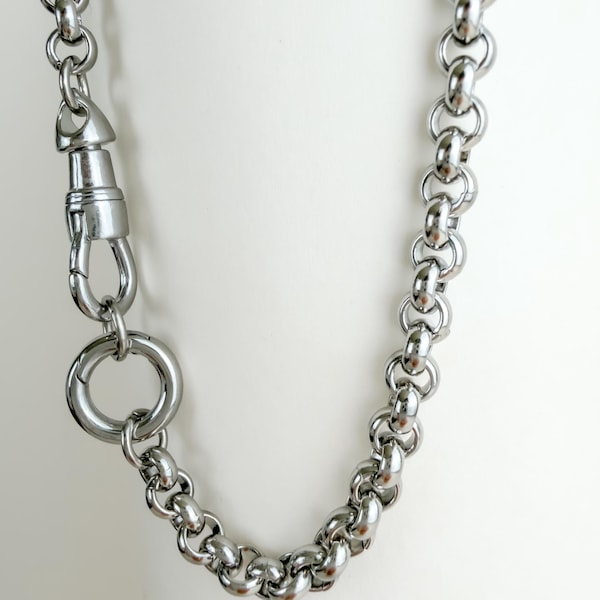Silberne Rolo-Kette – Halskette mit Hundeclip | Massiver Silberschmuck | Personalisierter Schmuck | Halskette mit Anhänger | Platinplattiert