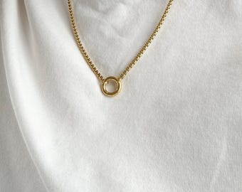 Charm Holder Necklace | Waterproof Necklace | Chunky 2mm Stainless Steel Box Chain | 14K Gold Charm Keeper Necklace | Gift for New Mom
