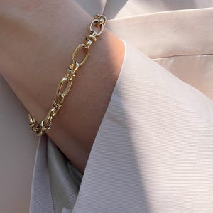 Gold Chain Bracelet – Chunky Oval Link Bracelet | Waterproof Bracelet | Paperclip Layered Bracelet | Vintage Bracelet | Gift for Her