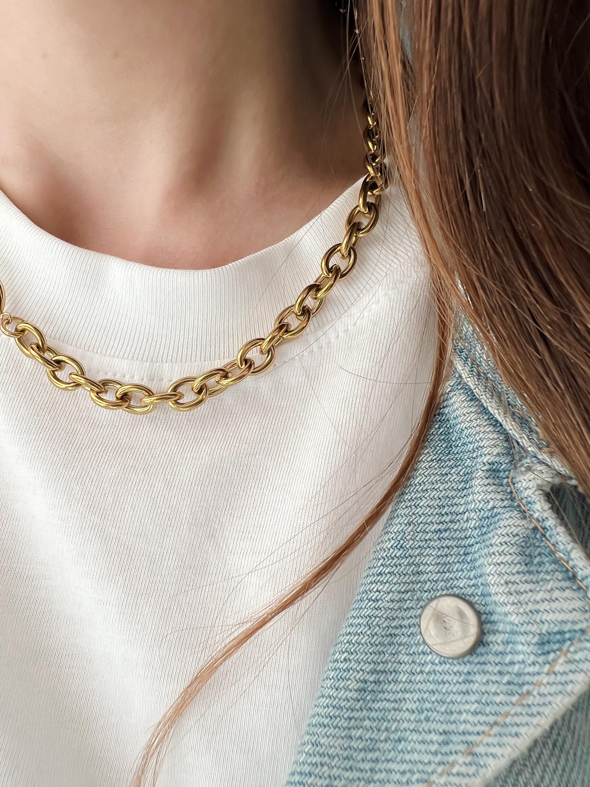 Chunky Chain Necklace – Toggle Clasp Necklace | Waterproof 