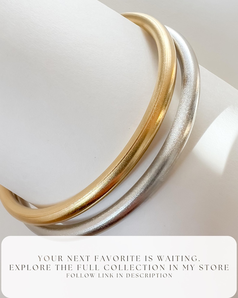 Brazalete de oro resistente al agua - Brazalete fino con ondas de oro de 14 quilates / Brazalete clásico abierto / Brazalete deslizante / Regalo estético para ella imagen 11