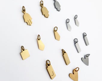 Custom Charm - Hand Stamped Initial Charms | Individual Waterproof Charms| Add On Charm for Personalized Necklace | 14K Gold Charm Necklace