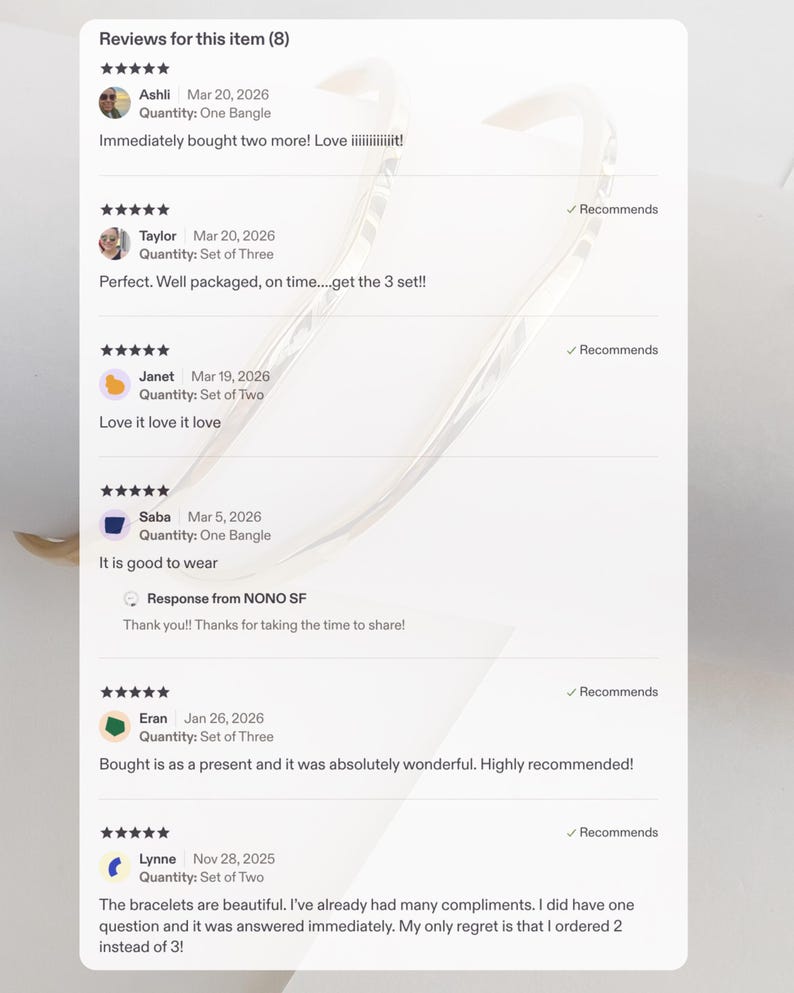 Puede incluir: Una captura de pantalla de las rese&ntilde;as de clientes para un producto. Las rese&ntilde;as muestran nombres de clientes, fechas, cantidades compradas y comentarios. Las rese&ntilde;as se presentan sobre un fondo blanco con un elemento de dise&ntilde;o curvo.