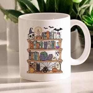 Reading Ghost Halloween Mug, Cute Halloween Mug, Ghost Bookish Mug, Housewarming Gift, Bookish Ghost Coffee Mug, Spooky Vibes, Ghost Reading