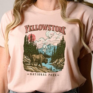 Vintage Yellowstone National Park TShirt | Retro US Parks Tee Shirt, Trendy Granola Girl, Oversized Top, Gorpcore Boho Forestcore Clothing