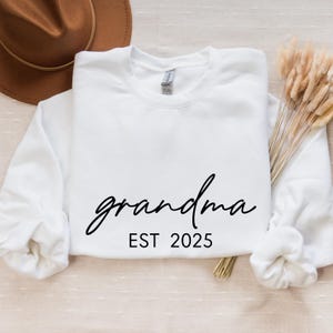 Personalized Grandma Sweatshirt Est Year with Grandkids Names on Sleeve, Mothers Day Gift, Birthday Gift for Grandma, New Grandma Sweater