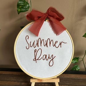 Hand Embroidered Name Hoop, Custom Baby Name Sign, Embroidered Name Sign for Photos, Baby Name Photo Prop