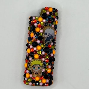 Naruto Rhinestone Lighter Case | Sparkly Bling Refillable Lighter Cover | Bedazzled Crystal Lighter Sleeve | Gift for Her