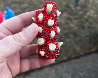 Teeth Rhinestone Lighter Case | Sparkly Bling Refillable Lighter Cover | Bedazzled Crystal Lighter Sleeve | Junk Case