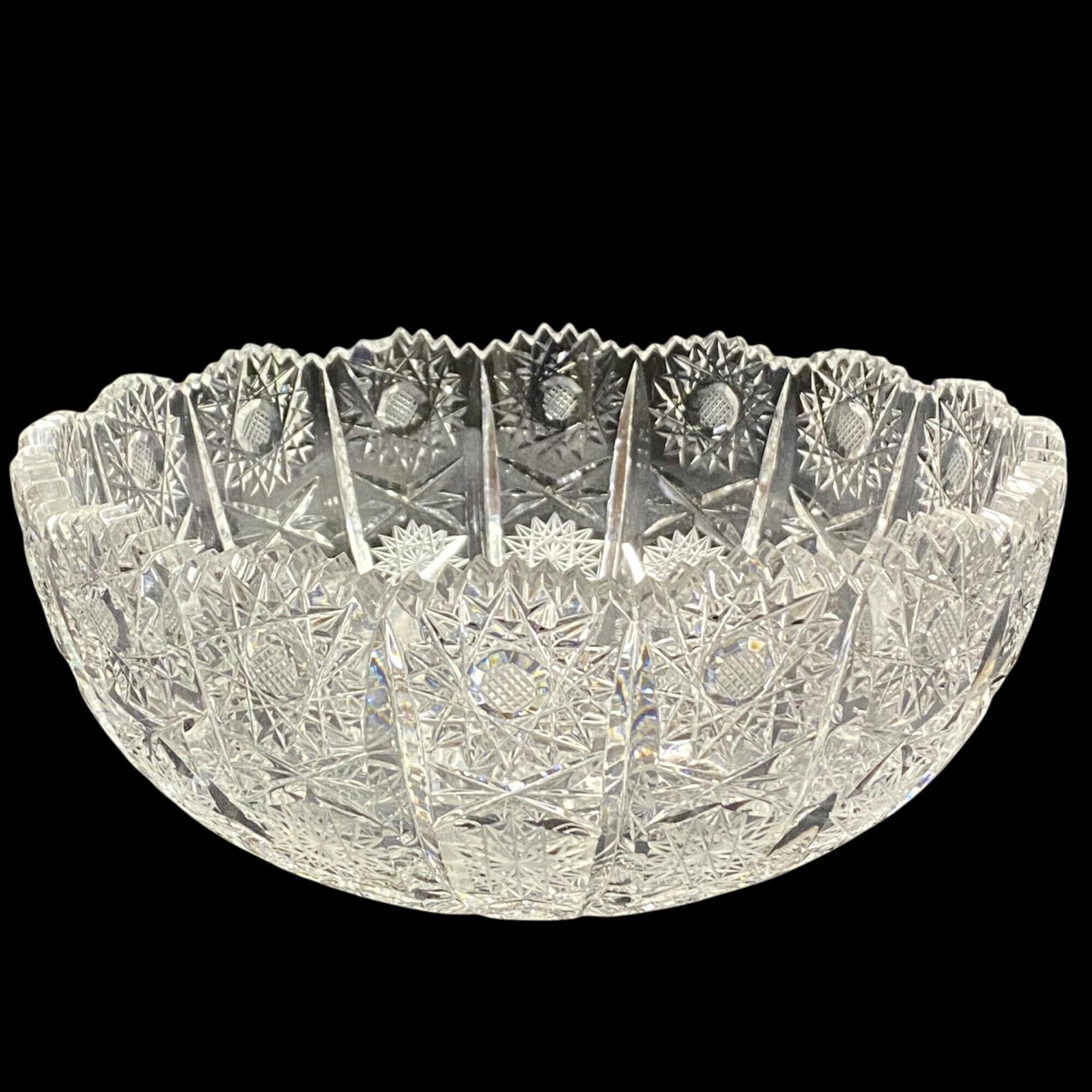 ボヘミアンチェコヴィンテージクリスタル8インチボウルハンドカット