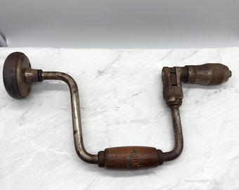 Vintage Dunlap 10" Bit Brace Ratcheting Drill Hand Drill Made in USA
