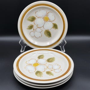Juego vintage de 8 platos para ensalada de cerámica Daniele, color Dogwood, colección New Spring *Nota*