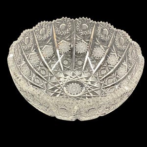 Bohemian Czech Vintage Crystal 8&quot; Bowl Hand Cut Queen Lace 24% Lead Glass