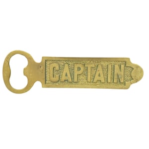 Vtg Solid Brass Captain Bottle Opener Beer Soda Nautical Bar Man Cave Kitchen