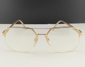 Vintage Gold Tone Aviator Eyeglass Frames 58-16 Double Bridge Retro 80s