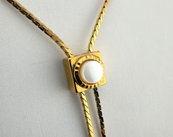 Vintage Artistry By Amway Gold Tone Lariat Necklace Tassel Slide Chain Bolero