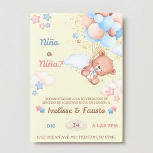 Nino O Nina | Oso De Peluche | Uitnodiging voor Revelacion De Genero