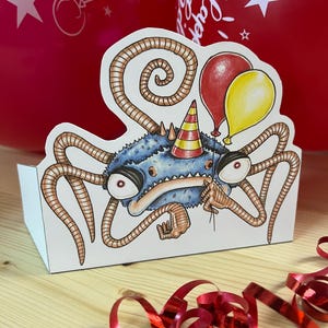 Tarjeta de cumpleaños de monstruo debajo de la cama / Tarjeta para niños / Tarjetas de cumpleaños / Tarjetas de felicitación temáticas / Tarjeta de cumpleaños para niños / Monstruo